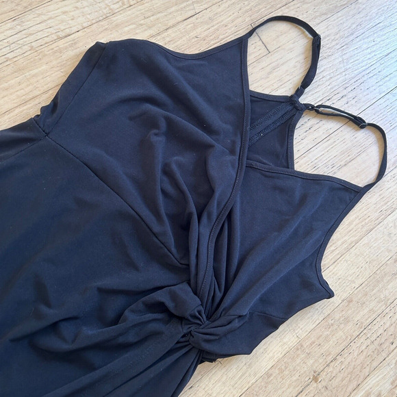 BCBGeneration Faux Wrap Mini Dress Women XS Sleeveless Racer Back Stretch Black - Picture 2 of 8